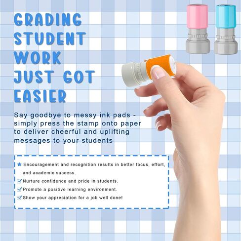 8 Pcs Round Self-Inking Teacher Stamps – Motivational Grading Stamps for Classroom, Homework & Behavior Rewards Stamps with Encouraging Phrases in Saudi Arabia