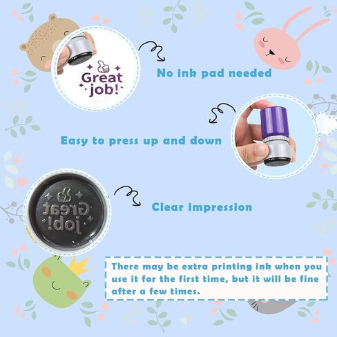 8 Pcs Round Self-Inking Teacher Stamps – Motivational Grading Stamps for Classroom, Homework & Behavior Rewards Stamps with Encouraging Phrases in Saudi Arabia