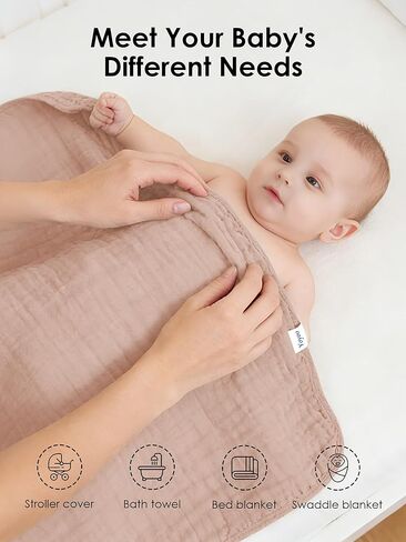 Muslin Hooded Baby Bath Towels - 3 Pack 100% Cotton Ultra-Soft Towels for Newborns, Infants, Toddlers - 32x32 Inch - Highly Absorbent, Quick-Dry Essentials for Bath Time, Beach, Pool, Pink Series in Kuwait