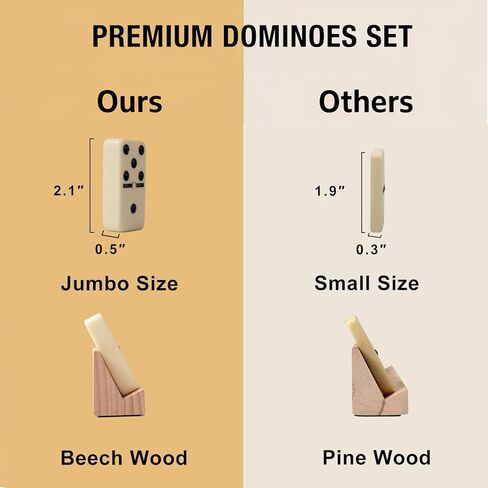 Jumbo Dominos Set with 4 Wooden Racks, Double 6 Dominoes Set with Portable Case 28 Domino Tiles with 4 Tile Holders in Travel Case for Classic Family Board Game in Saudi Arabia