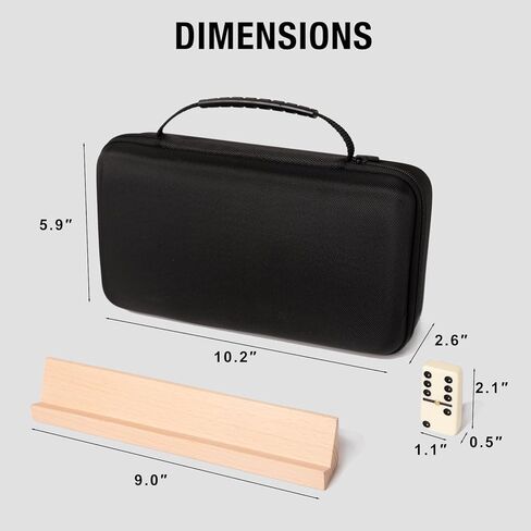 Jumbo Dominos Set with 4 Wooden Racks, Double 6 Dominoes Set with Portable Case 28 Domino Tiles with 4 Tile Holders in Travel Case for Classic Family Board Game in Saudi Arabia