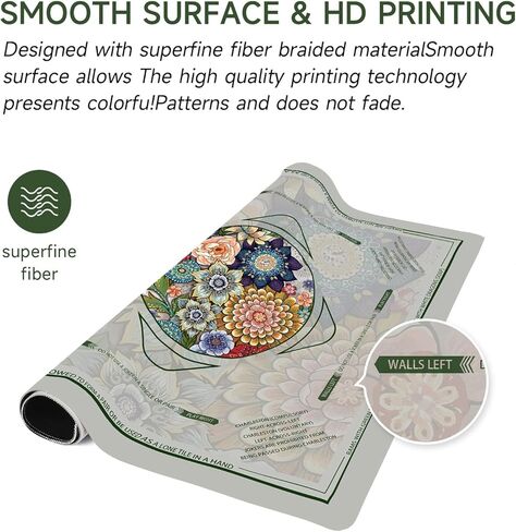 Deyimmei Neoprene Mahjong Mat for Table 31.5"x31.5" - Non-Slip, Noise Reduction Cover with Storage Pockets, American Rules & Crease-Free Rolled Shipping (Vibrant Blooms) in Saudi Arabia