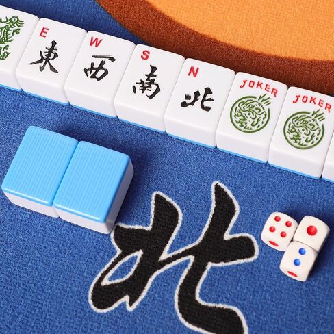مجموعة ألعاب American Mahjong، مجموعة بلاط Mahjong مع 166 بلاطة كبيرة مرقمة (1.5 بوصة، أزرق)، مجموعة بلاط Mahjong مع حقيبة حمل زرقاء in Kuwait