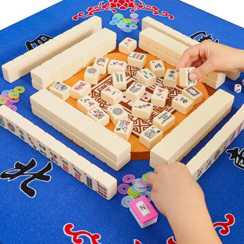 مجموعة ألعاب American Mahjong، مجموعة بلاط Mahjong مع 166 بلاطة كبيرة مرقمة (1.5 بوصة، أزرق)، مجموعة بلاط Mahjong مع حقيبة حمل زرقاء in Kuwait