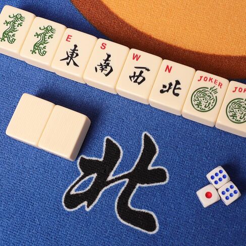 مجموعة ألعاب American Mahjong، مجموعة بلاط Mahjong مع 166 بلاطة كبيرة مرقمة (1.5 بوصة، أزرق)، مجموعة بلاط Mahjong مع حقيبة حمل زرقاء in Kuwait