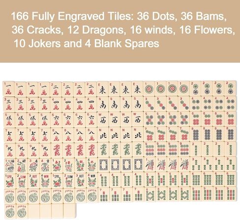 مجموعة ألعاب American Mahjong، مجموعة بلاط Mahjong مع 166 بلاطة كبيرة مرقمة (1.5 بوصة، أزرق)، مجموعة بلاط Mahjong مع حقيبة حمل زرقاء in Kuwait