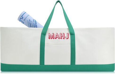 Mahjong Bag for Tiles and Racks Empty American Mahjong Tiles Carrying Tote 31.5 x 12 x 4 Inches Canvas Tile Games Accessories Gifts for Card Pushers Rack Mat Carrying (Case Only)(Green) in Saudi Arabia