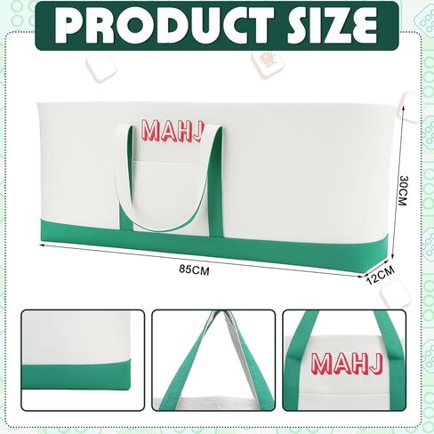 Mahjong Bag for Tiles and Racks Empty American Mahjong Tiles Carrying Tote 31.5 x 12 x 4 Inches Canvas Tile Games Accessories Gifts for Card Pushers Rack Mat Carrying (Case Only)(Green) in Saudi Arabia