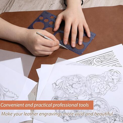 Leather Scriber Pen, Pointy Picker Pen with Carving Pattern Description Paper Professional Leather Crafting Tools Scriber Pens for Carving, Modeling, Line Description, Wallet Making in Kuwait