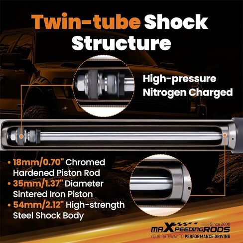 ممتص الصدمات الأمامي maxpeedingrods 3.5-4.5 بوصة لسيارة جيب شيروكي XJ Wrangler TJ 1984-2006، إصدار G1 in Kuwait