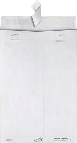 Quality Park QUAR1660 Survivor 10 x 15 Tyvek Catalog Mailer مع إغلاق ذاتي الغلق، 14 رطل، مغلفات DuPont Tyvek مقاومة للثقب والرطوبة، 100 لكل صندوق (R1660)، أبيض in Saudi Arabia