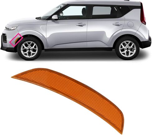 عاكس المصد الأمامي JX RACING متوافق مع Kia Soul 2020-2023 للسائق الأيسر وزوج جانب الراكب الأيمن أصفر 921A1K0010 KI2550108 921A2K0010 KI2551108 (يسار) in Saudi Arabia