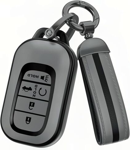 لملحقات غطاء HONDA Key Fob، مادة TPU غير اللامعة، مع سلسلة مفاتيح جلدية لطيفة، لـ 2022-2026 Civic Accord HR-V Pilot CR-V، Sport SI EX EX-L والمزيد. (رمادي مطفي، موديل-1) in Kuwait