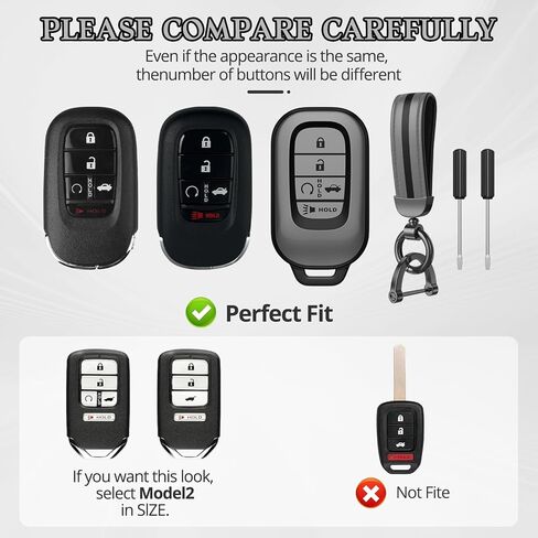 لملحقات غطاء HONDA Key Fob، مادة TPU غير اللامعة، مع سلسلة مفاتيح جلدية لطيفة، لـ 2022-2026 Civic Accord HR-V Pilot CR-V، Sport SI EX EX-L والمزيد. (رمادي مطفي، موديل-1) in Kuwait