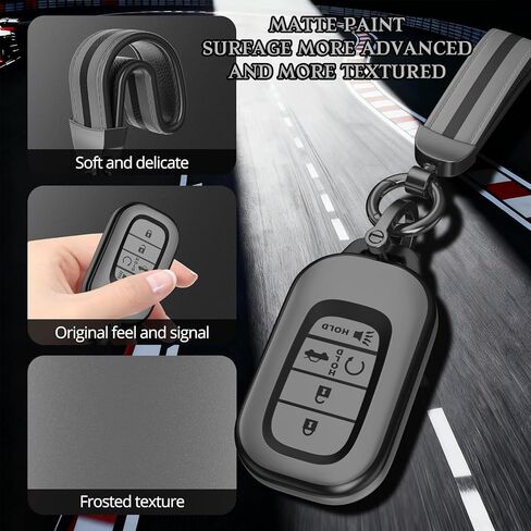 لملحقات غطاء HONDA Key Fob، مادة TPU غير اللامعة، مع سلسلة مفاتيح جلدية لطيفة، لـ 2022-2026 Civic Accord HR-V Pilot CR-V، Sport SI EX EX-L والمزيد. (رمادي مطفي، موديل-1) in Kuwait
