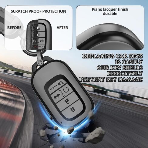لملحقات غطاء HONDA Key Fob، مادة TPU غير اللامعة، مع سلسلة مفاتيح جلدية لطيفة، لـ 2022-2026 Civic Accord HR-V Pilot CR-V، Sport SI EX EX-L والمزيد. (رمادي مطفي، موديل-1) in Kuwait