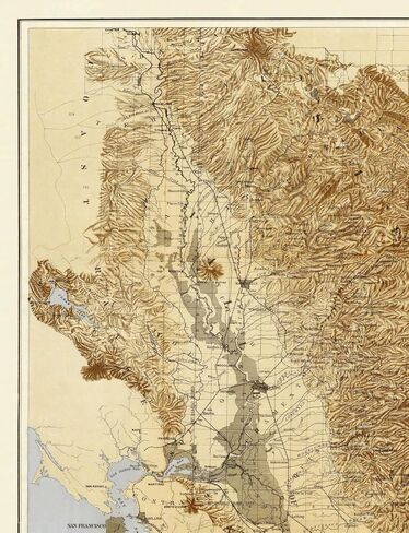 خرائط الماضي لخريطة المدينة التاريخية - وديان سان جواكين تولاري كاليفورنيا - قسم الحرب الأمريكية 1873-23 × 30 - فن جداري عتيق in Saudi Arabia