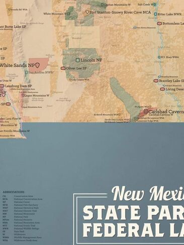 New Mexico State Parks & Federal Lands Map 18x24 Poster (Camel & Slate Blue) in Kuwait