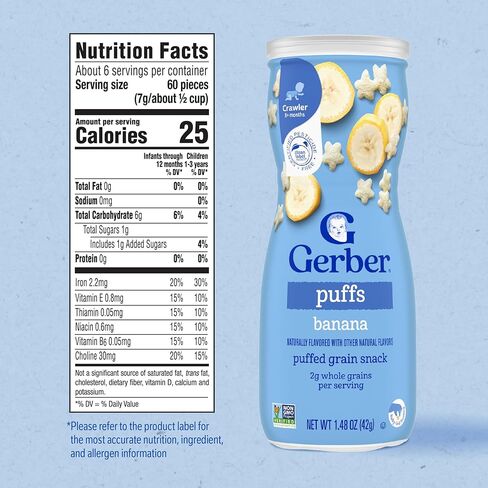 Gerber Baby Snacks Puffs, Strawberry Apple, 1.48 Ounce (Pack of 6) in Kuwait