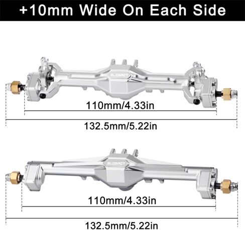 GLOBACT +10mm Diamond Portal Axles with Double Servo Mount & Links for TRX4M 1/18 RC Crawler Upgrade(Silver) in Saudi Arabia