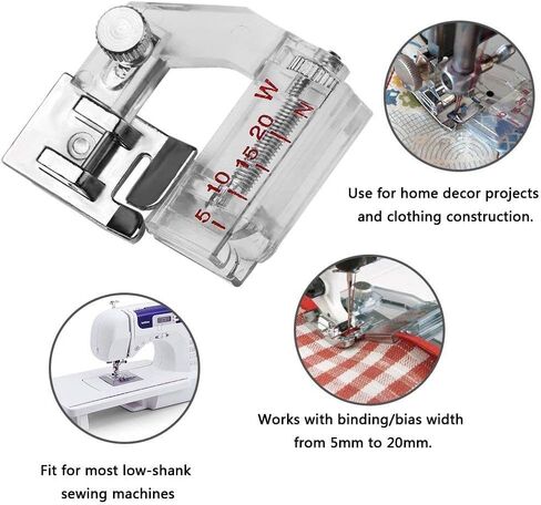 Adjustable Tap Bias Binder Foot for All Low Shank Snap-On Singer, Brother, Babylock, Euro-Pro, Janome, Kenmore, White, Juki, New Home, Simplicity, Elna and More in Saudi Arabia