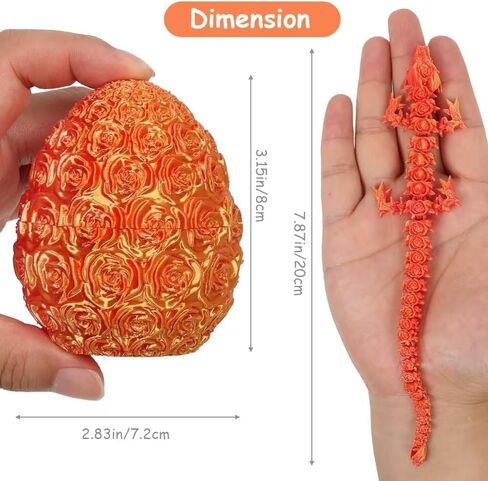4 Pack 3D Printed Dragon,Dragon Eggs with Dragon Inside - Desktop Decor Collectible,Dragon Toy with Roses Design, for Boys and Girls in Saudi Arabia