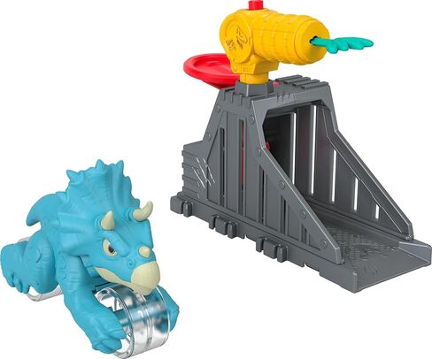 Fisher-Price Imaginext Jurassic World Launcher Set with 4.25-inch Chomping Toy Triceratops Dinosaur, Blaster & Food Projectile in Saudi Arabia