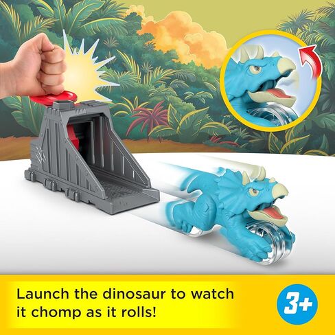 Fisher-Price Imaginext Jurassic World Launcher Set with 4.25-inch Chomping Toy Triceratops Dinosaur, Blaster & Food Projectile in Saudi Arabia