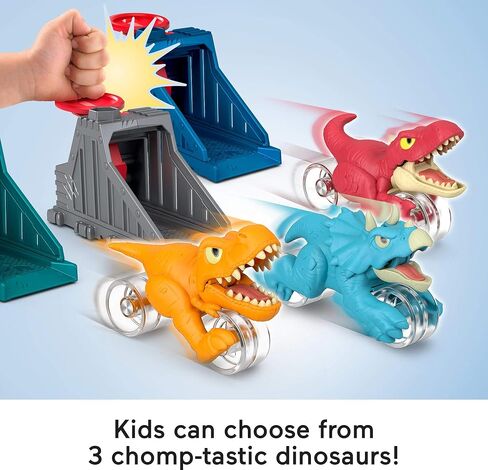 Fisher-Price Imaginext Jurassic World Launcher Set with 4.25-inch Chomping Toy Triceratops Dinosaur, Blaster & Food Projectile in Saudi Arabia