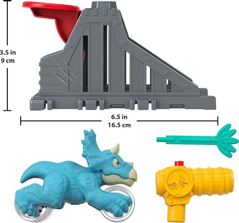 Fisher-Price Imaginext Jurassic World Launcher Set with 4.25-inch Chomping Toy Triceratops Dinosaur, Blaster & Food Projectile in Saudi Arabia