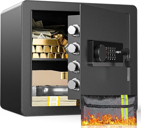 صندوق آمن 1.4 قدم مكعب آمن ضد السرقة مع حقيبة مضادة للماء مقاومة للحريق، صندوق قفل أمان إلكتروني للمنزل والمكتب والفندق، خزائن منزلية فولاذية للأموال الثمينة والمستندات والبنادق in Kuwait