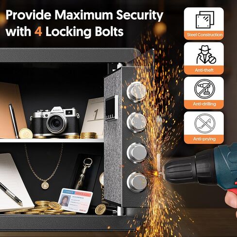 Safe Box 1.4 Cubic Feet Anti-theft Security Safe with Fireproof Waterproof Bag, Electronic Safety Lock Box for Home Office Hotel, Steel Home Safes for Money Valuables Documents Guns in Saudi Arabia