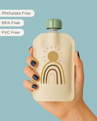 Hippypotamus Reusable Baby Food Pouches - 12 Pack - Baby Food Storage - Pouches Toddler - Refillable Squeeze Pouch for Kids (Rainbow/Mountain/Cloud) in Kuwait