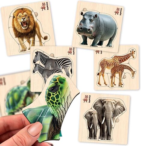 QUOKKA Puzzles for Toddlers 2-4 - 10 Wooden Puzzles for Kids Ages 3-5 - Preschool Wood Toys for Learning Animals and Transport - Gift Educational Game for Boys and Girls 1-3 Year Old in Kuwait