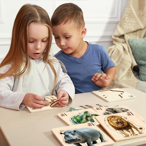QUOKKA Puzzles for Toddlers 2-4 - 10 Wooden Puzzles for Kids Ages 3-5 - Preschool Wood Toys for Learning Animals and Transport - Gift Educational Game for Boys and Girls 1-3 Year Old in Kuwait
