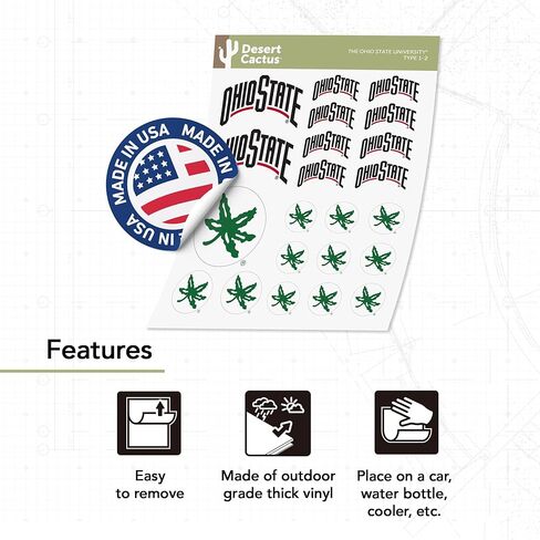 Desert Cactus Ohio State University Sticker OSU Buckeyes Stickers Vinyl Decals Laptop Water Bottle Car Scrapbook T1 (Type 1-1) in Kuwait