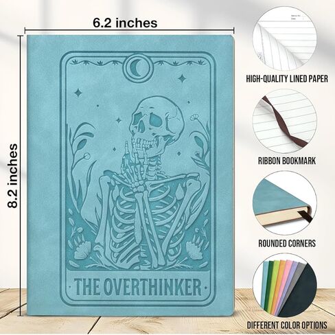 Gothic Skeleton Notebook the Overthinker Tarot Card Journal Witchy Gifts for Women Men Friend Coworker-Black in Saudi Arabia