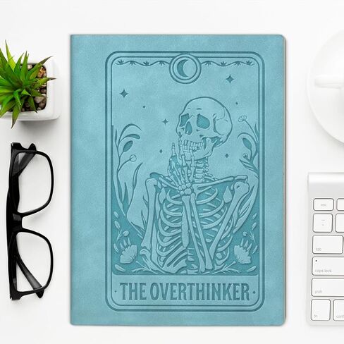 Gothic Skeleton Notebook the Overthinker Tarot Card Journal Witchy Gifts for Women Men Friend Coworker-Black in Saudi Arabia