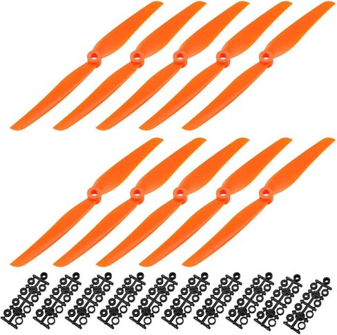 مراوح Uxcell RC CW 6035 6x3.5 بوصة 2-ريشة ثابتة الجناح للعبة الطائرة، نايلون برتقالي 10 قطع مع حلقات محول in Saudi Arabia