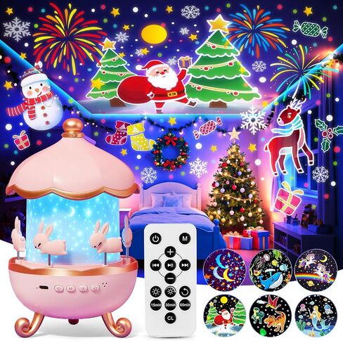 One Fire Night Light for Kids Room Decor, 72 Light Modes Sound Machine Baby Night Light Projector, Remote Timer Kids Night Lights for Bedroom, Rechargeable White Noise Kawaii Unicorns Gifts for Girls in Kuwait