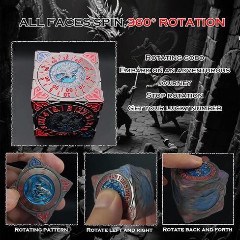 قرص نرد معدني، نرد ميكانيكي ثلاثي الأبعاد محمول 7 في 1، نرد الكل في واحد لمجموعة DND DM & Player RPG MTG in Kuwait