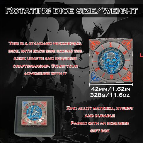 قرص نرد معدني، نرد ميكانيكي ثلاثي الأبعاد محمول 7 في 1، نرد الكل في واحد لمجموعة DND DM & Player RPG MTG in Kuwait