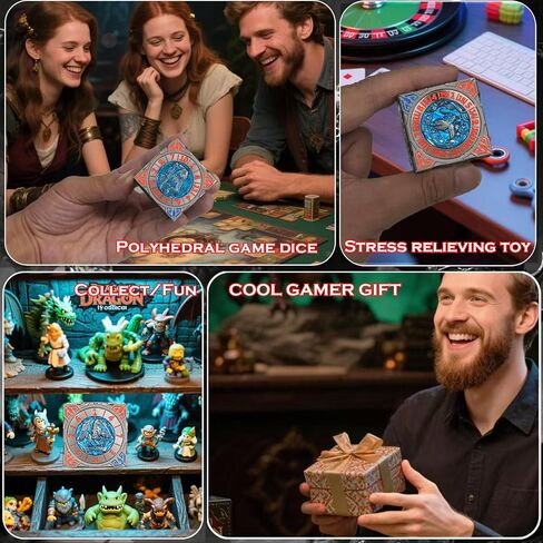 قرص نرد معدني، نرد ميكانيكي ثلاثي الأبعاد محمول 7 في 1، نرد الكل في واحد لمجموعة DND DM & Player RPG MTG in Kuwait