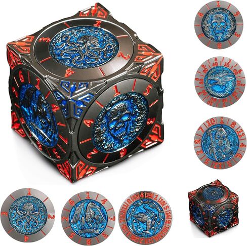 قرص نرد معدني، نرد ميكانيكي ثلاثي الأبعاد محمول 7 في 1، نرد الكل في واحد لمجموعة DND DM & Player RPG MTG in Kuwait