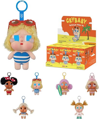 POP MART Crybaby Vacation Mode On Series-Vinyl Plushمتدلية صندوق أعمى، ألعاب قابلة للتجميع، هدايا عيد ميلاد للعطلات للفتيات والفتيان، صندوق واحد in Saudi Arabia