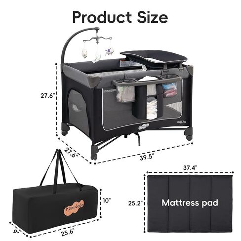 Portable Crib for Baby, Portable Baby Playpen with Detachable Bassinet and Changing Table in Kuwait