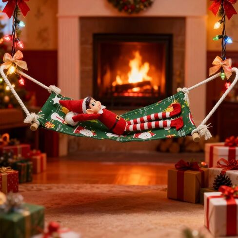 Christmas Elf Doll Accessories, Green Elf Hammock Holiday for Boy or Girl Elf Christmas Decoration, Doll is not Included. in Saudi Arabia