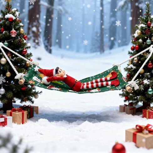Christmas Elf Doll Accessories, Green Elf Hammock Holiday for Boy or Girl Elf Christmas Decoration, Doll is not Included. in Saudi Arabia