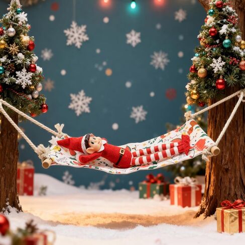 Christmas Elf Doll Accessories, Green Elf Hammock Holiday for Boy or Girl Elf Christmas Decoration, Doll is not Included. in Saudi Arabia
