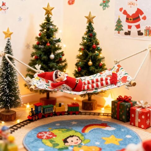 Christmas Elf Doll Accessories, Green Elf Hammock Holiday for Boy or Girl Elf Christmas Decoration, Doll is not Included. in Saudi Arabia
